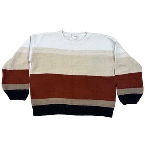 Elan Striped Earth Tones Sweater-Size Small